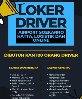 Di butuhkan segera supir & driver