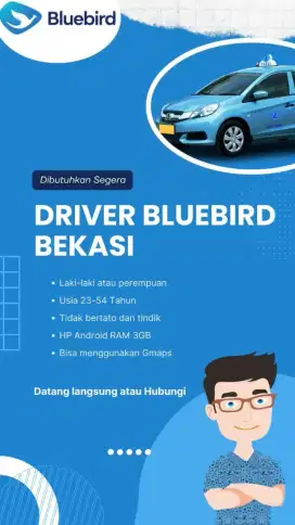 Lowongan pengemudi/driver taksi bluebird pool tambun