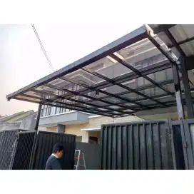 Kanopi carfort teras minimalis mewah atap transparan solarflat