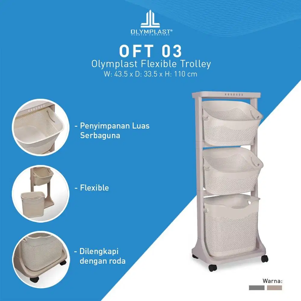 Keranjang Pakaian Trolley Penyimpanan Serbaguna Olymplast