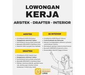 Di butuhkan Arsitek, Drafter dan interior design