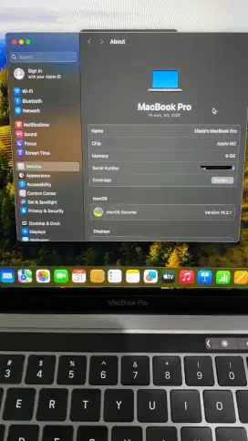 Macbook Pro M2 Ram 8 Ssd 512 lengkap Ibox space grey full set