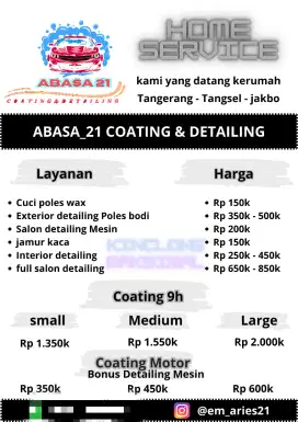 Salon detailing dan coating mobil / panggilan