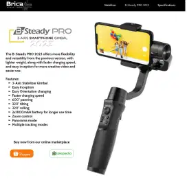 Brica B-Steady PRO
 3-Axis Smartphone Stabilizer Gimbal