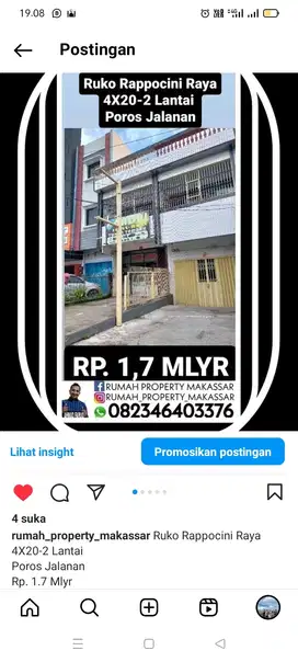 Ruko Rappocini Raya 4X20-2 Lantai  Poros Jalanan