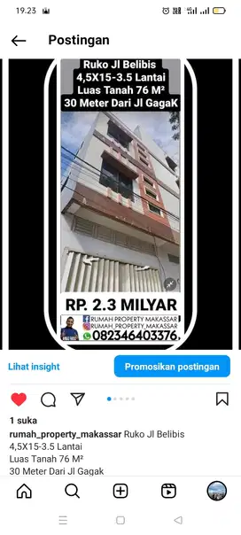 Ruko Jl Belibis  4,5X15-3.5 Lantai Luas Tanah 76 M² 30mtr Dr Jl Gagak