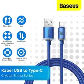 Kabel Data Baseus Crystal Shine USB to Type-C 6A 100W Fast Charging Da