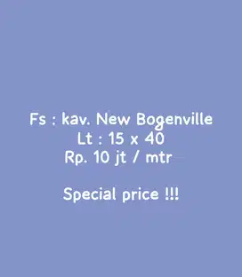 Di Jual Murah Kav.New Bougenville, Jl Pengayoman, Panakukang Mas