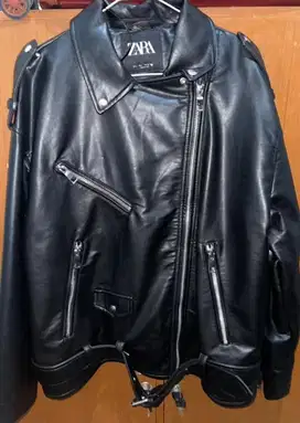 Zara Leather Biker Jacket (SIZE L)