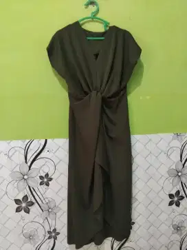 Dress hijau army baham katun