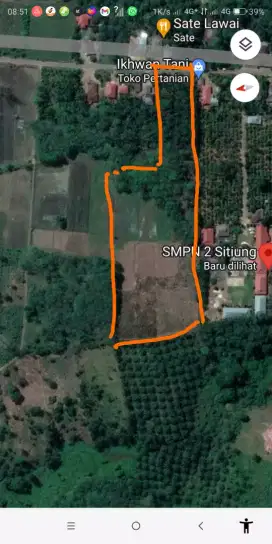 Dijual (NEGO)Sebidang tanah luas 2,2 hektar