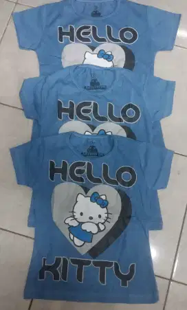 Kaos anak hello kity biru