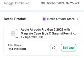 airpods pro gen 2 garansi resmi like new