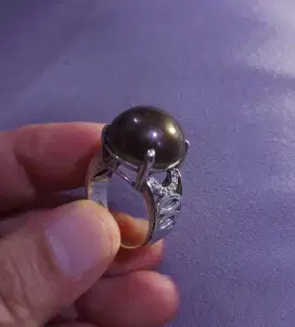 Cincin Silver with Black Pearl