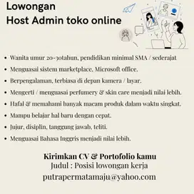 Loker admin toko online (Tanjung Duren)