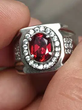 Batu rhodolite garnet Srilanka 1.62 carat ring perak memo CGL