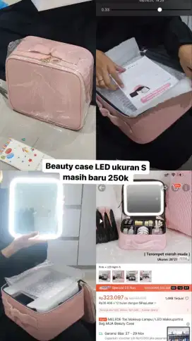 Tas Makeup Lampu / LED Makeupartist Bag MUA Beauty Case (Pink)