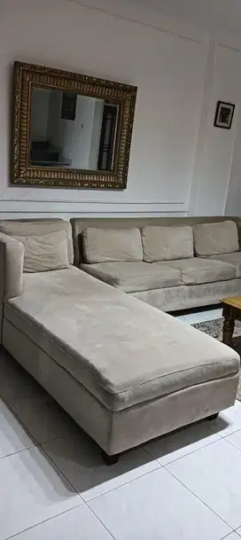 Sofa Set 4 Seater Soft Beige + Bed