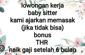 Dibutuhkan Baby Sitter / Assisten Rumah Tangga