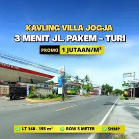 Kavling Villa Jogja 3 Menit Jl Raya Pakem - Turi, Promo 1 Jutaan/m