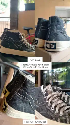 Dijual Preloved Sepatu Ventela Denim All Black