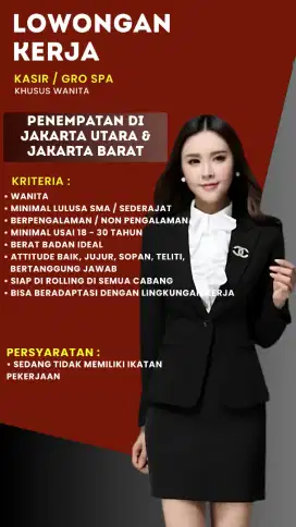 LOKER WANITA - KASIR GRO SPA