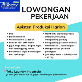 LOWONGAN PEKERJAAN ASISTEN PRODUKSI TOKO