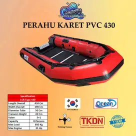 Perahu Karet Rescue Banjir Mancing Materia PVC OCEAN 430 Untuk 8 Orang