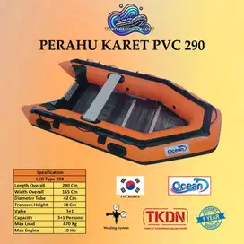 Perahu Karet Sar Rescue Banjir Mancing Bahan PVC OCEAN 290 Kap 3-4 Org