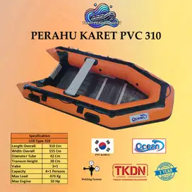 Perahu Karet Rescue Banjir Mancing Material PVC OCEAN 310 Kap 4-5 Org