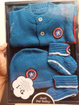 Jual cpt cardigan satu set topi, kaoskaki, jaket,, bayi,, bahan bagus