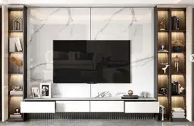 Backdrop tv , cabinet , Kitchen set