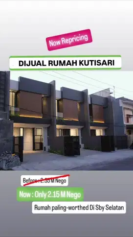 Dijual rumah baru minimalis premium dua lantai Kutisari Indah