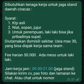 Loker jaga stand kue