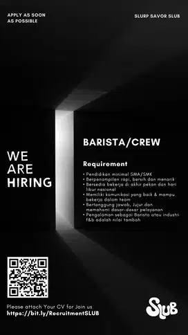 HIRING BARISTA/CREW