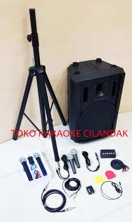 1paket karaoke 1set speaker mic dan stand