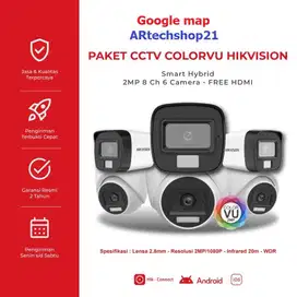 Paket CCTV Hikvision Colorvu Smart Hybrid 2MP 8CH 6 Camera NEW