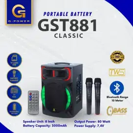 G POWER SPEAKER PORTABLE UKURAN 8 BOX KAYU CLASSIC GST-881