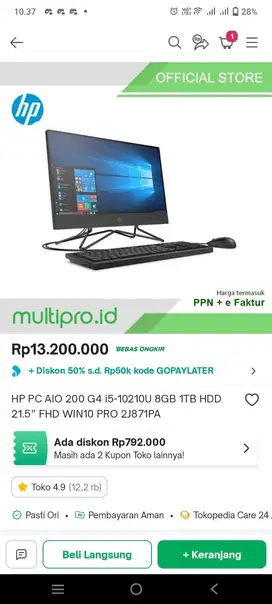 KOMPUTER HP ALL IN ONE MURAHH + HDD