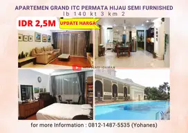 Jual Cepat Apartemen 140 m2 Grand Itc Permata Hijau Semi Furnished 3br