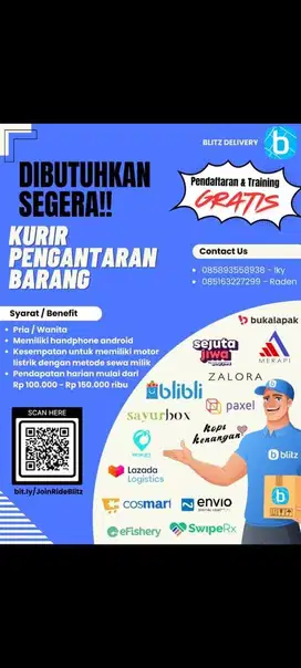 Dibutuhkan segera kurir pengantar barang