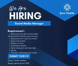 Dicari Admin Social Media (sosmed) untuk toko Euro textile