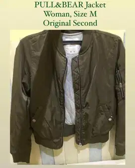 Original Mall PULL&BEAR Jaket Cewe Dark Green  Keren, Langsung Telpon.