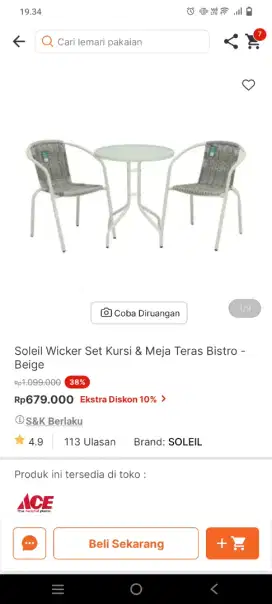 Set Kursi dan Meja Teras