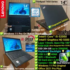 Laptop Murah Thinkpad Core i5 RAM 8GB SSD 384GB Layar 14in Lenovo T450