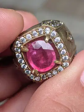 Batu Ruby red kristal 2.95 carat ring Kuningan micro memo CGL