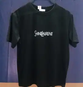 SAINT LAURENT EMBROIDERED BLACK TSHIRT