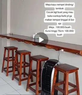 Meja kafe/meja kayu nempel tembok atau dinding