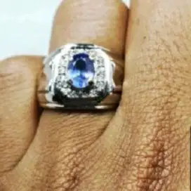 Batu Blue Safir Ceylon Srilangka Ring 7  Microsetting