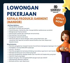 Kepala Produksi Garment / Mandor